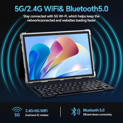 Image of M7 Android Tablet, 10.1 inch IPS Touchscreen, 16GB RAM + 256GB ROM, Android 15 Octa-Core Processor, 8000mAh Battery, 13MP+5MP Dual Camera, Dual-Band 5G WiFi