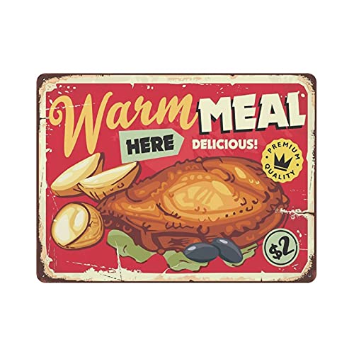 Hdadwy Metallblechschild Gebratenes Rinderschnitzel mit Ofenkartoffeln Vintage Blechposter Metallschild Wanddekoration Landhausküche Home Garage Decor 12 'x 16'