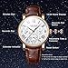 eYotto Men's Stainless Steel Business Watch, Multifunction Quartz Movement Chronograph Roman Numerals Analog Calendar Date Waterproof Leather Band Wristwatch, Formal Dress Gift Watch for Men Rose Gold