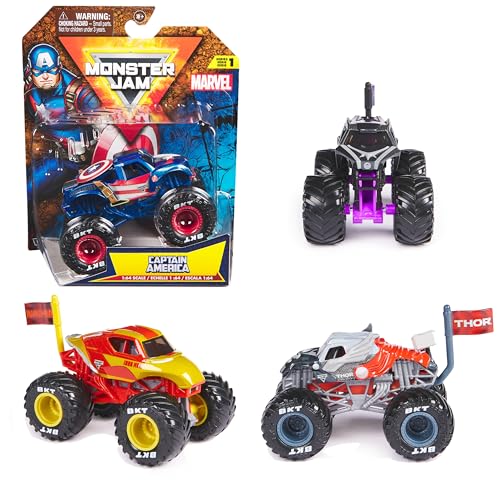 Monster Jam - Coche Monster Truck Marvel Oficial, Escala 1:64 Metal - Modelo Aleatorio - 6069960 - Coches para Niños - Juegos Infantiles - Juguetes Niños 3 años +