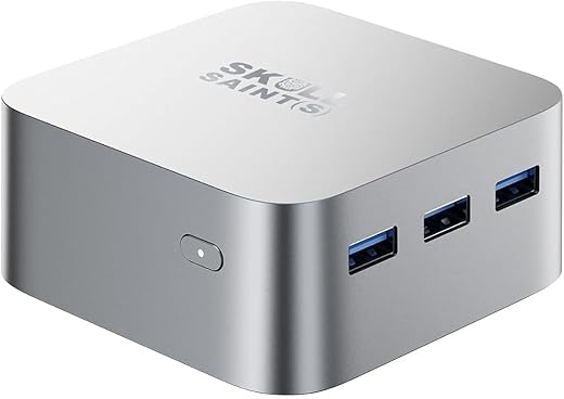 SKULLSAINTS Rudra Mini PC, HDMI 4K@60Hz 3 Screen Display, Dual Ethernet Ports, 2.4 / 5G WiFi, BT4.2, Win 11 Pro (12th Gen N100) (256, GB, 8, GB)