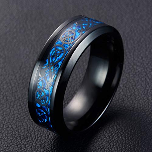 Image of HIJONES Unisex Carbide Fiber Celtic Dragon Spinner Ring Stainless Steel Wedding Spins Band