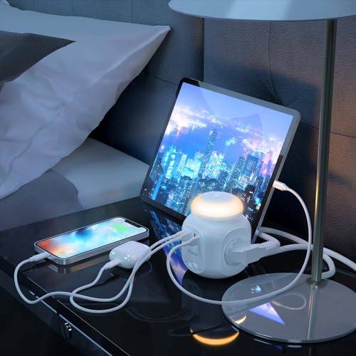 Regleta de enchufes con USB-C multifunción y 4 tomas de corriente blanca 4