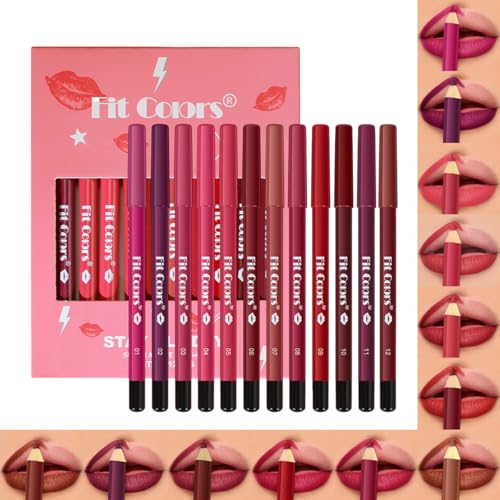 Baorder 12 Farben Matte Lip Liner Bleistift Set, Cremiger Matte Samt Lippenstift, One Step Lippen Make-up Kit, Fit Farben Langlebiger Wasserdichter Glatter Hochpigmentierter Lippen Make-up Stift