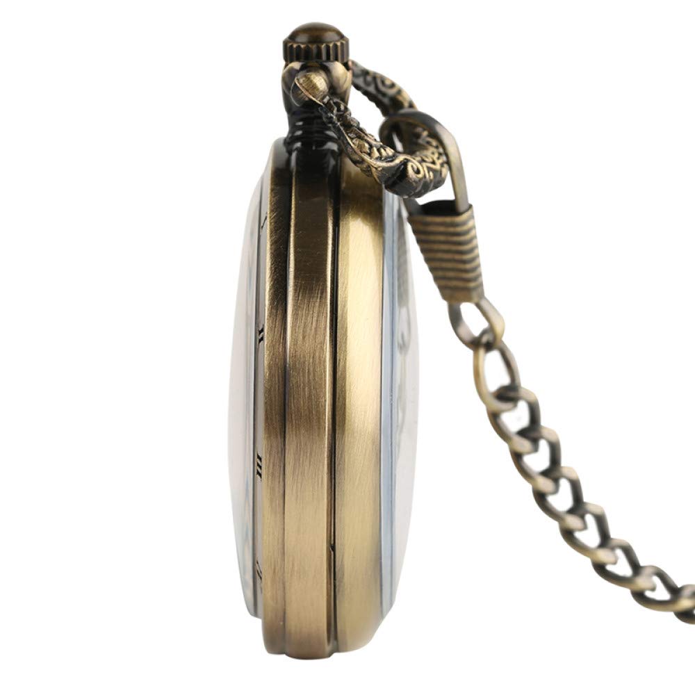 Pocket Watch Retro Bronze Mechanische Taschenuhr transparent offenes Gesicht einzigartige Coole Vintage -Uhr -Geschenke für Männer Frauen mit Kette