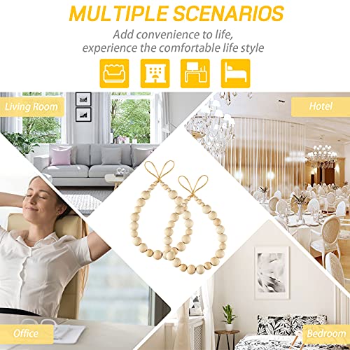Wood Bead Curtain Tiebacks Bead Curtain Holdbacks Curtain Tie Boho Curtain Tiebacks with Wooden Beads for Festival Home Party Decor (Wood Color,2 Pieces) - Image 7