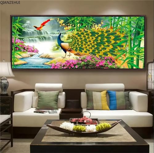 Diamond painting complet paon 80x185cm broderie diamant adulte