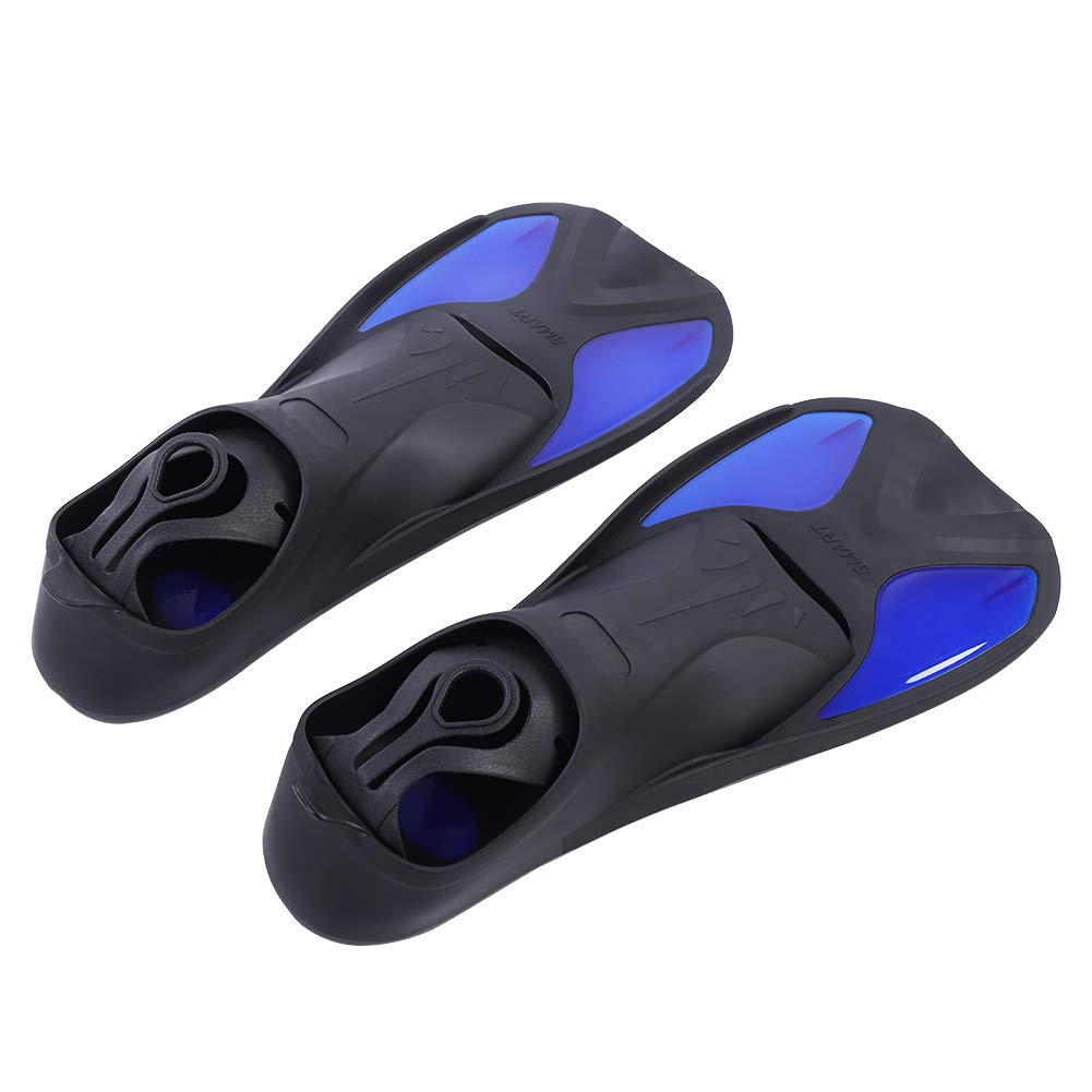 Swim Fins Unisex Adjustable Open Heel Snorkel Fins Ideal for Swimming, Diving and Snorkeling Blue(L)