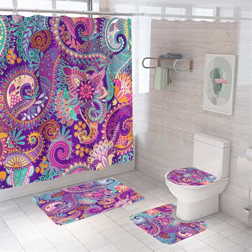 Ensemble tapis de bain violet de qualité supérieure tapis de douche moderne 50x80cm - 2