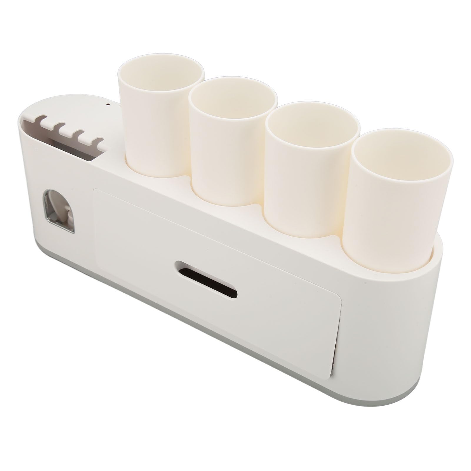 Portaspazzolino da denti poco ingombrante, con installazione senza trapano, organizer multifunzionale per accessorio da bagno (4 tazze)