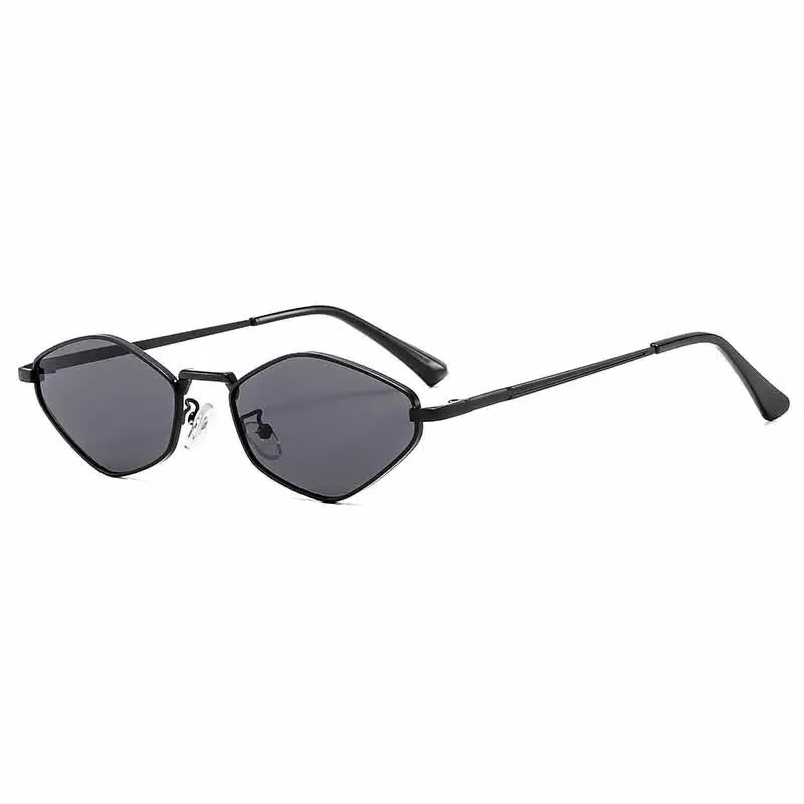 YRWIHRJKA Fashion Vintage Punk Metal Frame Polygon Sunglasses Women Outdoor Street Photography UV400 Black Gray