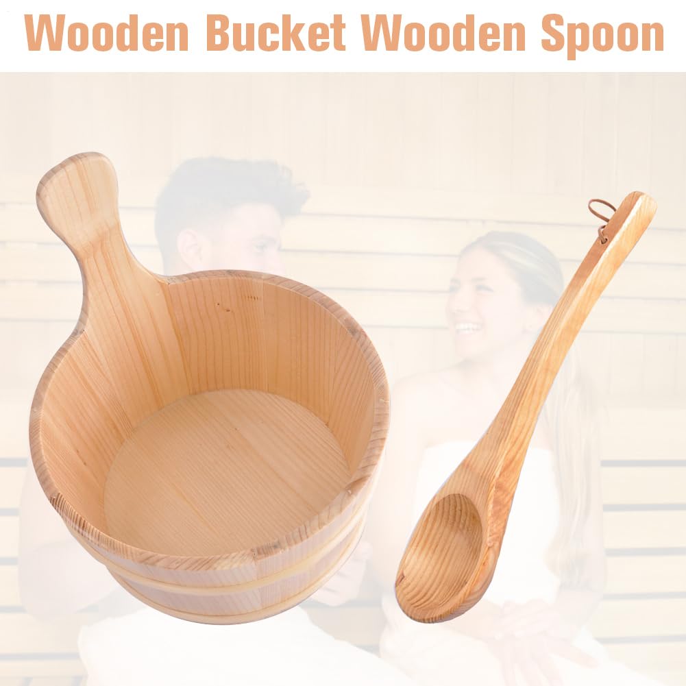 Kit Démarrage Sauna Barrel - Ensemble Complet Seau de Bain, Accessoires Salle de Vapeur Traditionnelle | Grand Seau en Bois 4 Litres avec Louche Artisanale, Parfait pour Sauna et Hammam