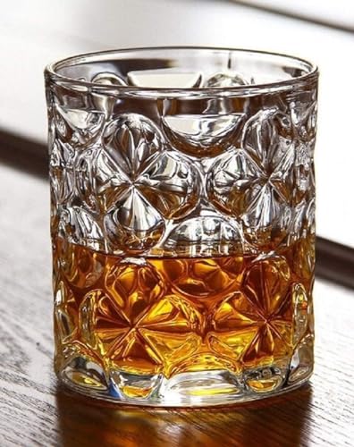 Image of Whiskey Glass Transparent, 310 ML, Whisky Glass, Diamond Design Bar Glass for Drinking Bourbon, Whisky, Scotch, Cocktails, Cognac - Old Fashioned Cocktail Tumblers Set of 6 (Giant .$., 6)