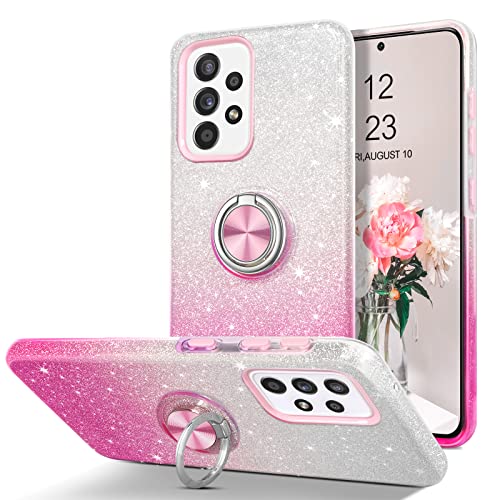 DUEDUE Coque Samsung A52S 5G, Protection avec Anneau Antichoc Paillettes Fille Housse Samsung Galaxy A52 Coque avec Bague Rotatif Fine, Coque de Téléphone Samsung A52 4G/5G Rose Cover