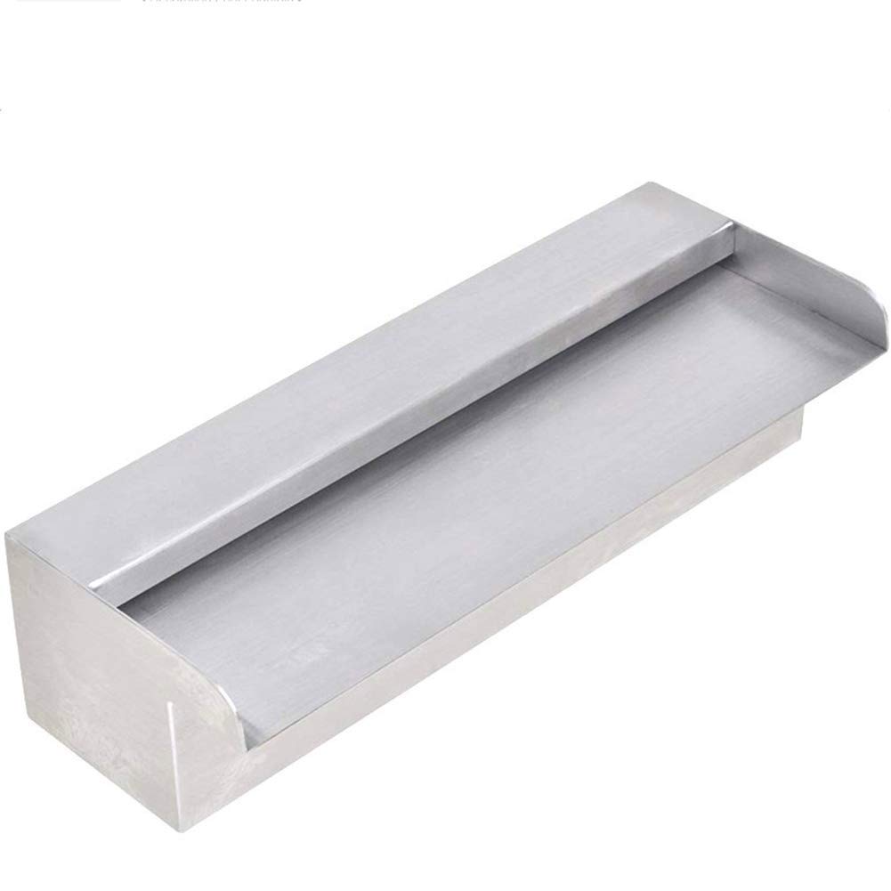 Fontana per Piscina in Acciaio Inox, Cascata per Piscina, con Striscia Luminosa a LED, Cascata con Canale di Scarico Rettangolare, per Acquario, Giardino, Esterno, irrigatore