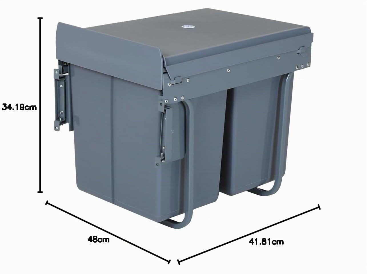 CHARLES BENTLEY Poubelle encastrable cuisine 2 bacs 20L 40L recyclage double compartiment couvercle anti-odeurs 34Lx48Px42H cm