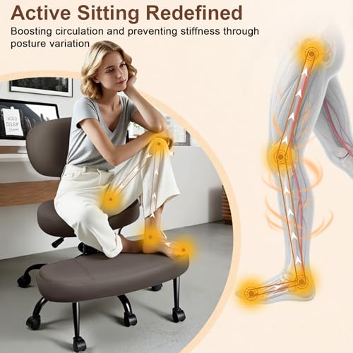 Image of AreShark Cross Legged Office Chair with Wheels, Kneeling Meditation Wide Criss Cross Swivel Ergonomic Chair with Back Support&Adjustable Height, ADHD Stool with Rotating Footrest for Yoga Home Office