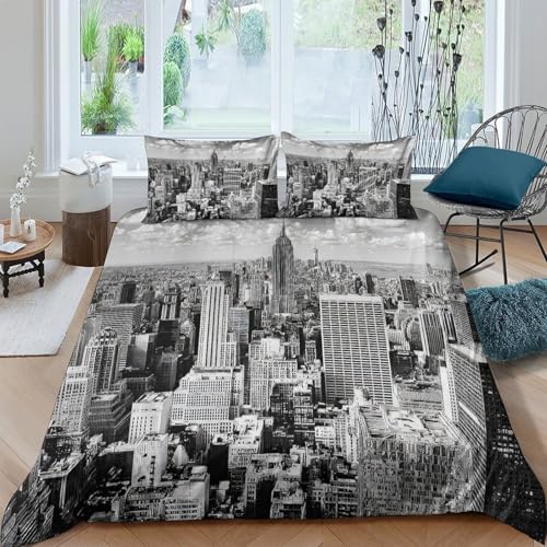 Housse de couette New York 140x200 parure lit microfibre single - 4