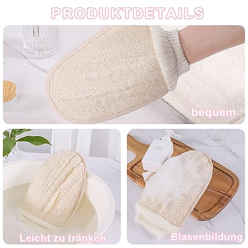 LATRAT 2 Stücke Peeling Luffa Handschuhe Spa Körper Peeling Handschuhe abgestorbene Haut Entferner Sauna Handschuh für Männer Frauen