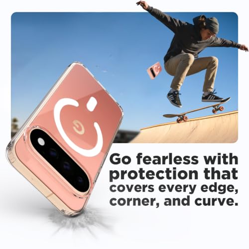 Image of RIGGEAR Shockproof Clear Hybrid Armor Magnetic Back Cover Case Compatible with MagSafe Accessories for Google Pixel 11 / Pixel 11 Pro (Transparent PC and TPU Bumper)