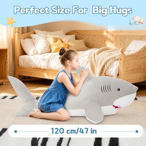 Image of MorisMos Giant Shark Stuffed Animal, 47 inch Large Shark Plush