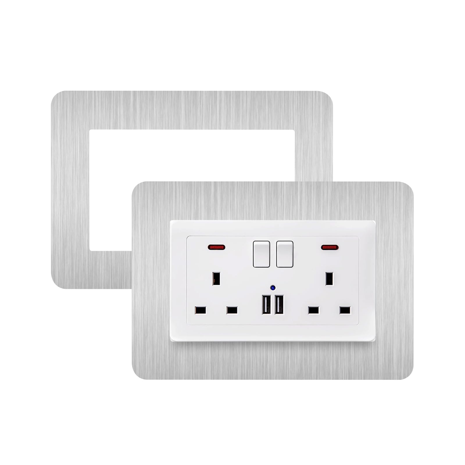 JJWNMLL 2Pcs Double Light Switch Cover Plates-14.6 * 8.6cm(5.75 * 3.38 inch),Silver Light Switch Surround,Surround Double Light Switch Cover,Switch Sticker Cover,WallFor Home Wall Switch Decoration