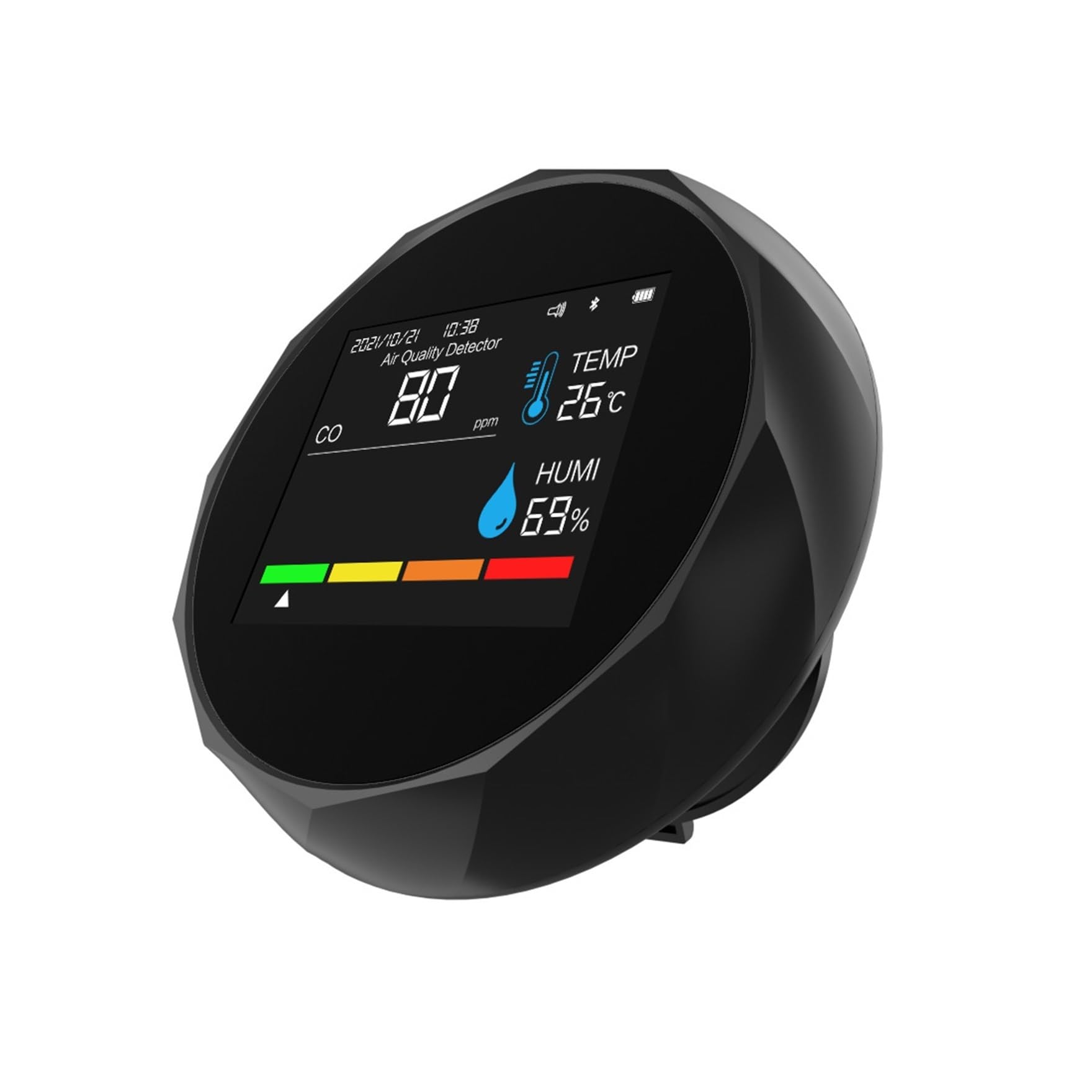 Monitor qualità dell'aria, Rilevatore di monossido di carbonio, CO, anidride carbonica, TVOC, rilevamento a qualità 'aria 6 in 1(Noir)
