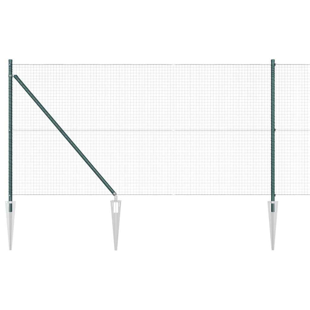 Juego de valla de jardín de acero PVC verde 500 x 100 cm, malla de 25 mm, diseño moderno, postes de montaje robustos para terraza, balcón y camping