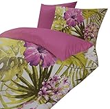 Schiesser Satin Bettwäsche 100% Baumwolle 135 x 200 Rosa Weiss Pink Blumen