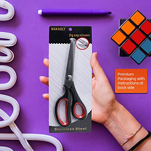 Makasla Pinking Shears Scissors For Fabric, Craft Scissors Decorative Edge, Zig Zag Scissors With Serrated Cutting Edge thumb #6