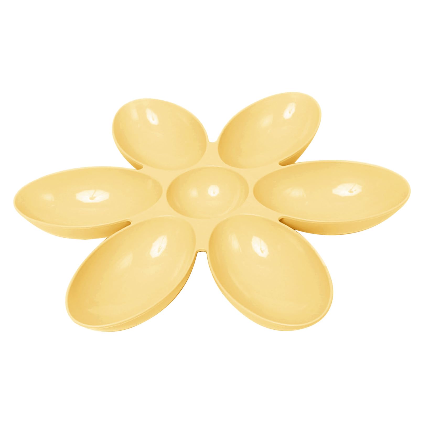Agoky Multi Cat Feeder 6 Petals Flower Petal Shaped Dog Food Bowl Non-slip Durable Plastic Pet Feeding Dishes For Food And Water Yellow One Size