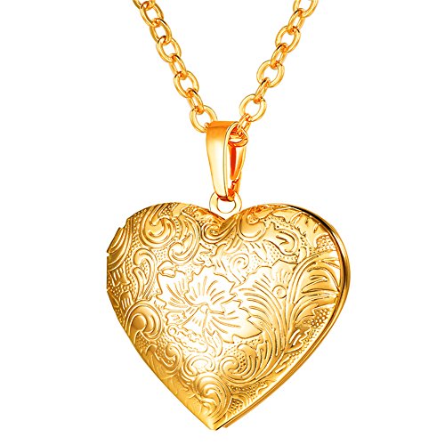 U7 Gold Heart Pendant Locket Necklace for Women Fashion Jewellery