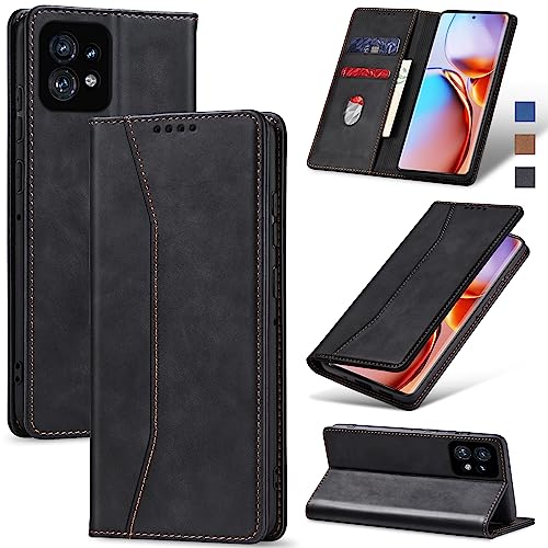 Image of Jasonyu Flip Wallet Case for Motorola Edge+ /Edge Plus (2023),Black