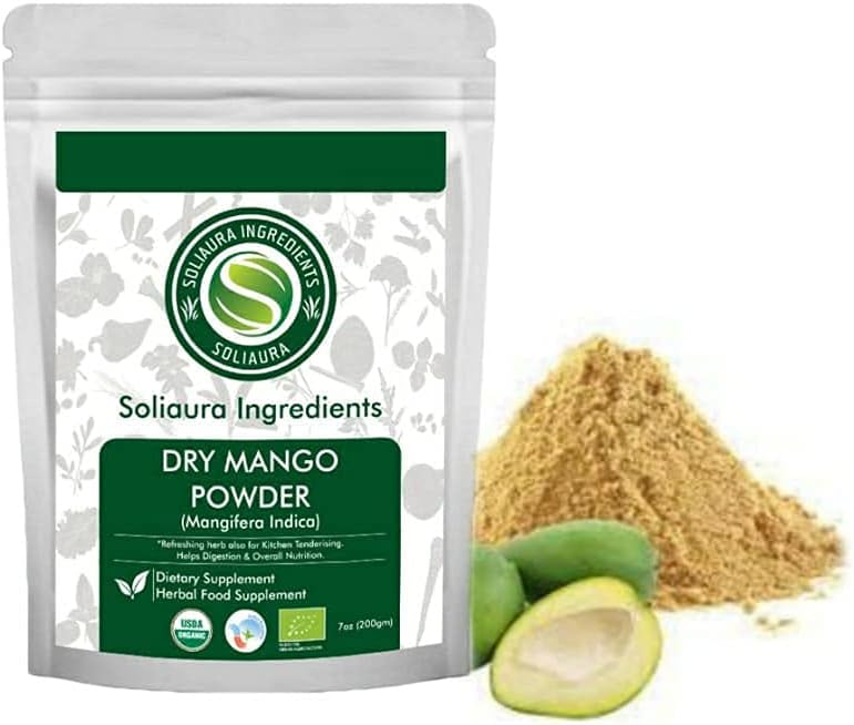 Homemade Indian Cuisine Natural Dry Mango Powder Mangifera Indica Amchur Powder 7 Oz 200 gm Soliaura Indian Ingredients Organically Grown