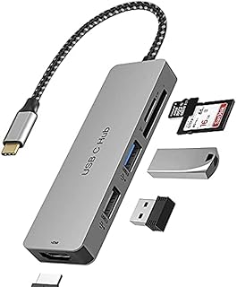 USB C Hub Multiport 5 in 1 USB C Adapter with 4K 30Hz HDMI Card Reader SD/TF Card Slots USB 3.0/2.0 for MacBook Pro/Air iPad Pro XPS Type C and More
