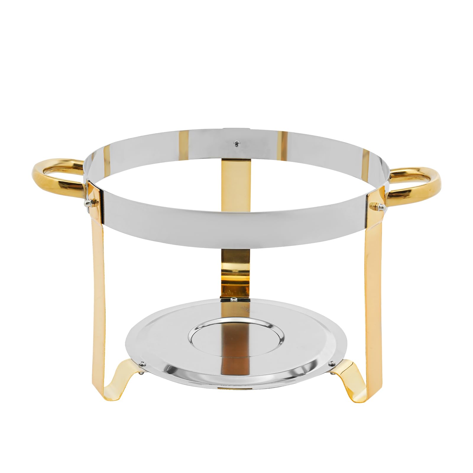 2 sztuki 4,5 l ze stali nierdzewnej Chafing Dish okrągłe podgrzewacze do żywności, podgrzewacze do zupy, pojemniki gastronomiczne, zestaw do cateringu, bufetu i na imprezę (srebrny + złoty)