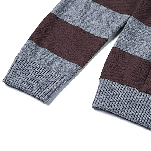 Image of BOBOYOYO Boys Sweaters 100% Cotton Cable Knit Kids Sweater Striped Pullover
