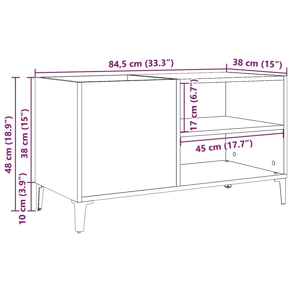 vidaXL Mobile Porta Dischi Legno Antico 84,5x38x48cm Legno Multistrato