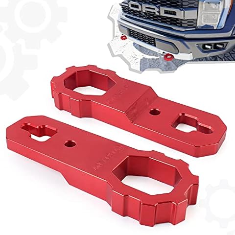 PXPART RED Tow Hooks, New Front Bumper Towing Replacement Hook Kit Compatible with 2009+ Ford F-150/Raptor Cover