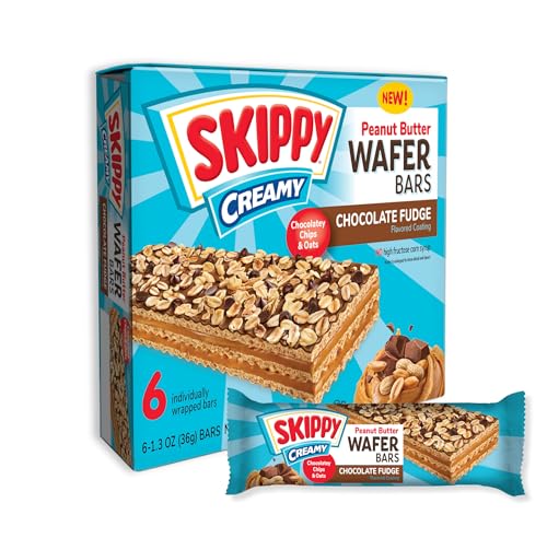 SKIPPY Creamy Peanut Butter And Chocolate Fudge Wafer Snack Bar, 1.3 Oz (36g)/Bar 6 ct