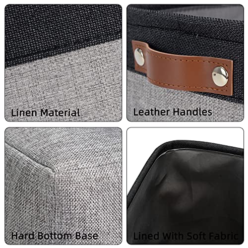 Image of DULLEMELO Small Collapsible Fabric Basket for Organizing, Shelves, Closets, Laundry, Nursery, Decorative Gift Basket (Black&Gray)