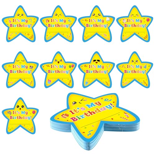 Mooliwe 144 Pcs Its My Birthday Star Adhesive Badges Sticker Birthday Star Teaching Cutouts for Classroom Bulletin Boards Decorations with 300 Adhesive Dots Office School Party Decor DIY Craft