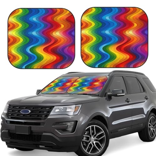 Pare-soleil pour pare-brise de voiture pliable arc-en-ciel taille M contre le volant brûlant