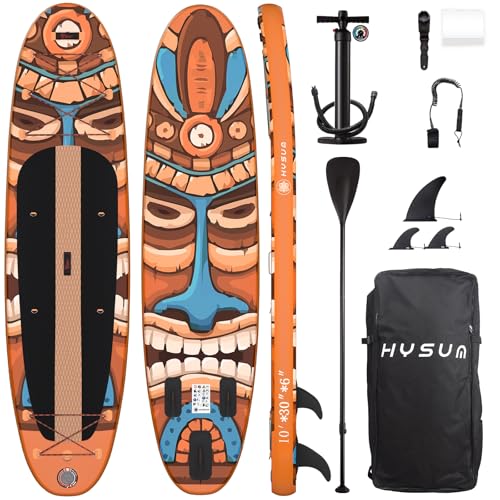 HYSUM Inflatable Stand Up Paddle Board, 10'x30''x6'' Ultra-Light Paddleboards for All Skill Levels with SUP Accessories, Paddle, Fins, Leash, SUP Pump, Backpack (Mayan)