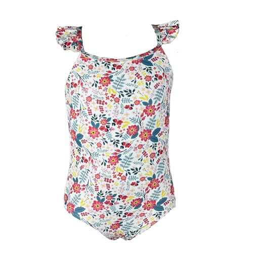Image of Teen Girls One Piece Swimsuit Ruffle Shoulder Strap Cute Bathing Suits Printed Juniors Kids Swimwear Summer Beach (Red Floral, 5 /6Y)