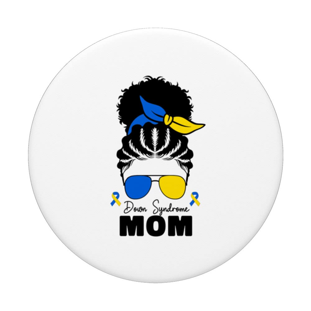 Down Syndrome Mom For Balck Women T21 Down Syndrom Awareness PopSockets Swappable PopGrip, Black - Image 3
