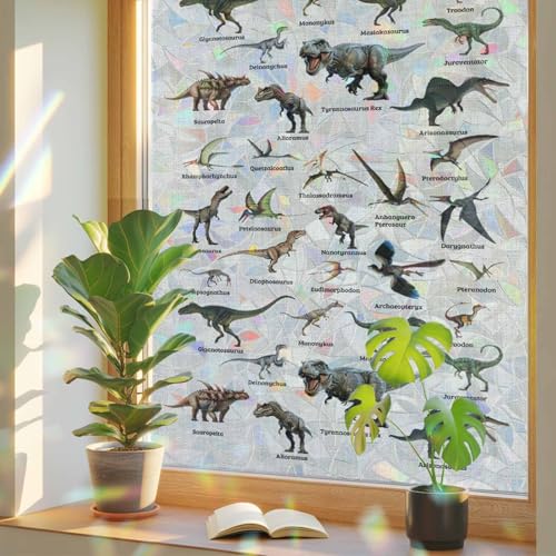 Película para ventana privacidad con dinosaurios 23.6"x59" miniatura 1