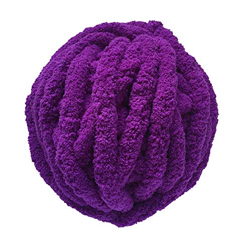Clisil 8oz Chunky Chenille Yarn 100% Polyester Vegan Bulky Jumbo Purple Chenille Yarn DIY Crochet Blanket Pet Cave Yarn Fluffy Throw Yarn