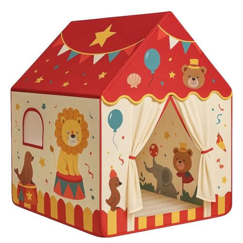 Image of XEMOX, Light Weight Kids Play Tent House - Fun, Foldable, and Durable for Indoor & Outdoor Toys for 3 to 10 Year Old Kids (Circus Home)