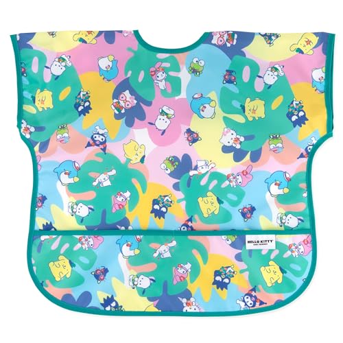 Image of Bumkins Short Sleeve Bib for Girl or Boy, Toddler and Kids for 1-3 Years, Large Size, Essential Must Have for Junior Children, Eating, Mess Saving Soft Fabric Apron